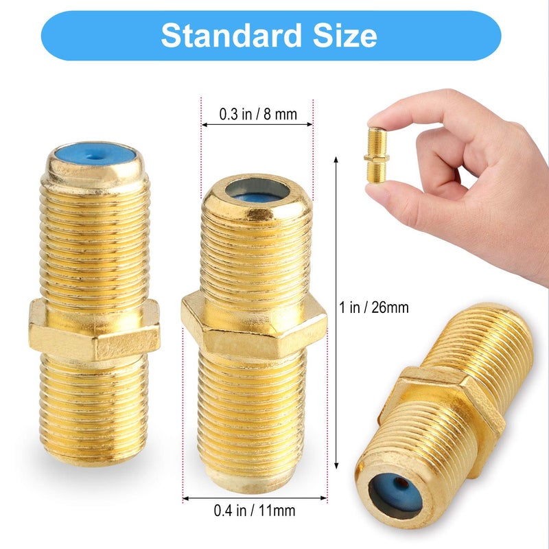 SAISN F81 Splice Barrel Connector 3GHz Female to Female F-Type Coaxial Cable Extension Adapter Couplers (Packof 5, Gold) - Image 4